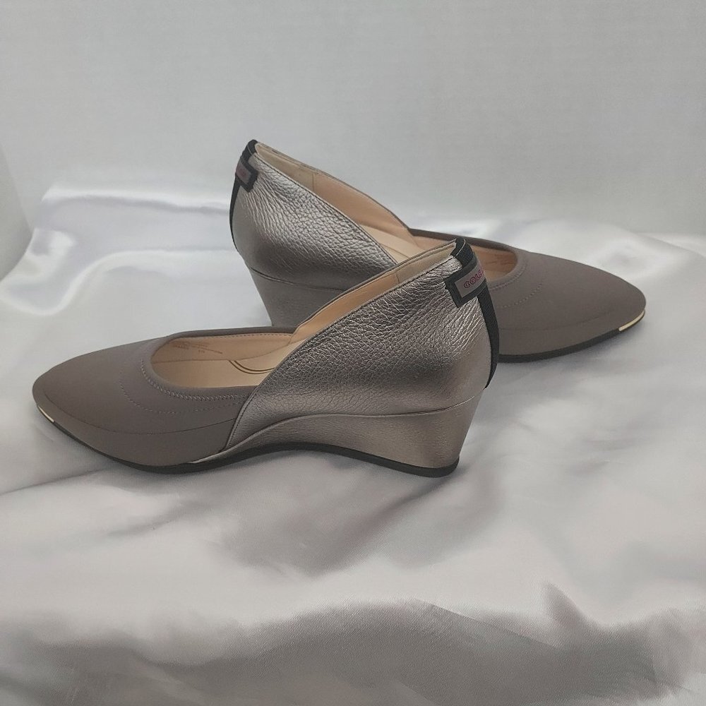Cole Hann Grand Ambition Sport Gray/Metallic Leather Wedges NWOT